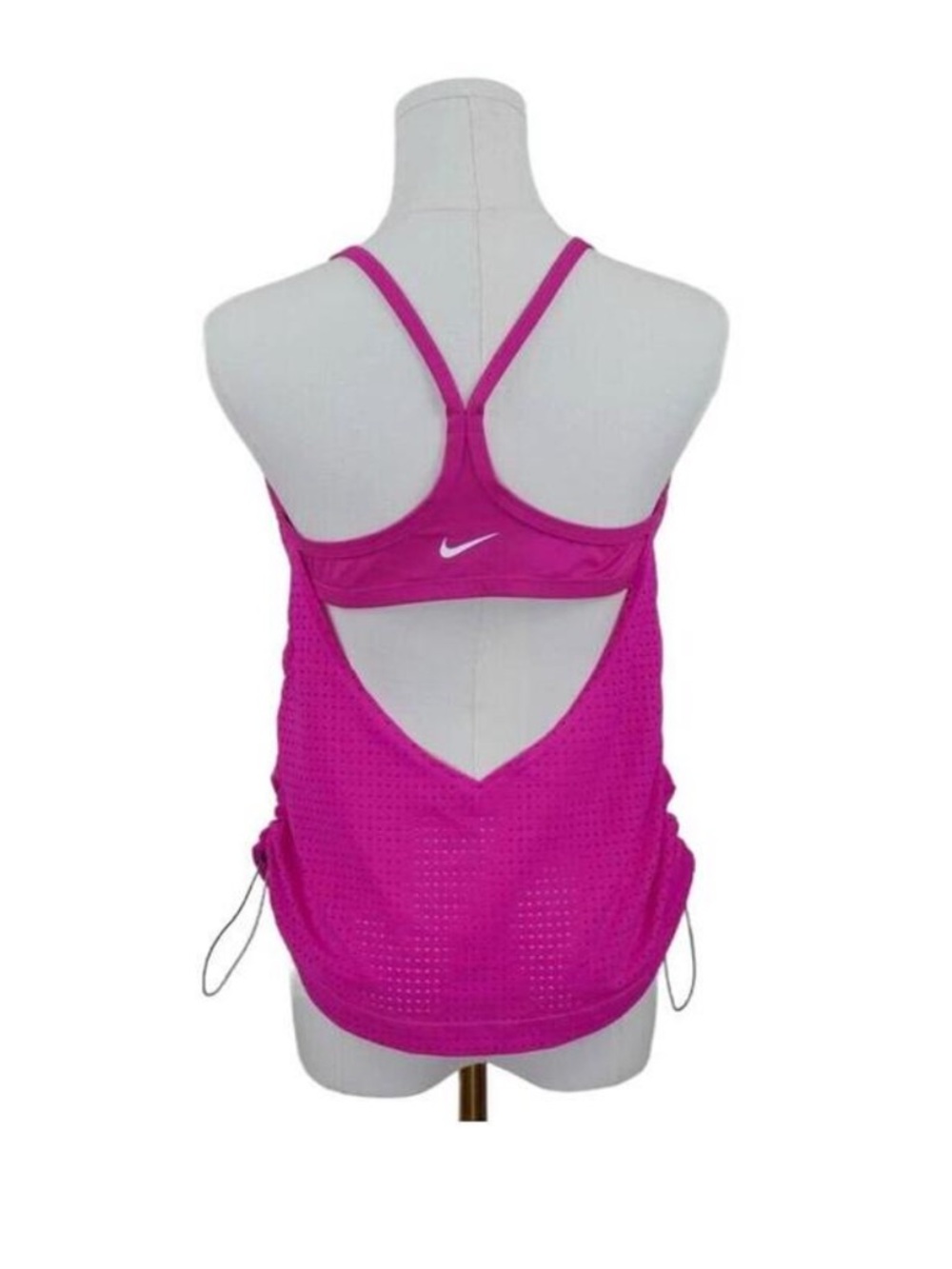 Vintage Nike Y2K workout top, Mesh Open Back Top with Built In Bra, Pink, Size L